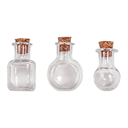 Tiny-Glass-Vials-by-Tim-Holtz-Idea-ology-pack-of-9 Large & Small Glass Bottles With Cork Toppers