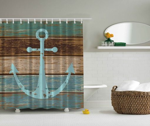 Ambesonne Nautical Rustic Anchor Shower Curtain