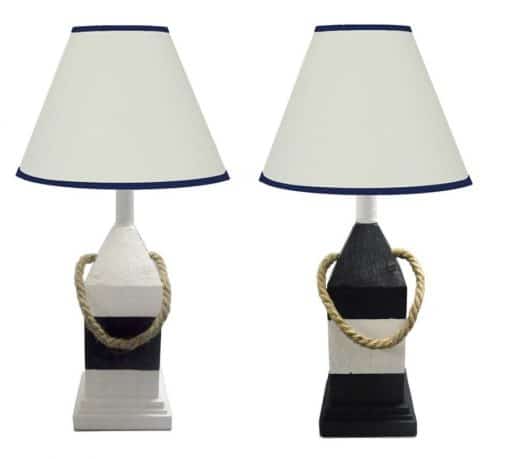 Blue Themed Wooden Buoy Table Lamps (2)