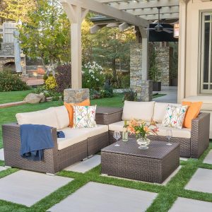 Francisco Outdoor 6PC Wicker Sectional Sofa
