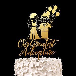 Gold Our Greatest Adventure Wedding Cake Topper