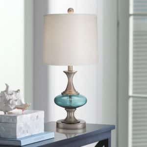 Reiner Blue Glass and Steel Table Lamp