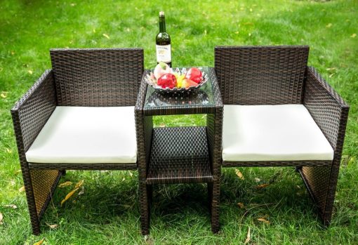 Merax Outdoor Patio Wicker Chair Set