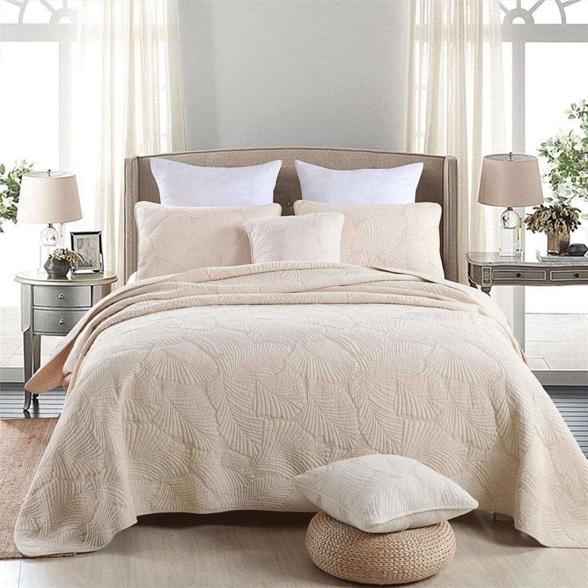 palm-leaf-patchwork-bedspread-quilt Palm Tree Bedding Sets & Comforters & Quilts