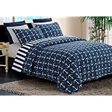by-the-seashore-yacht-club-anchor-navy-white-quilt Anchor Bedding Sets and Anchor Comforter Sets