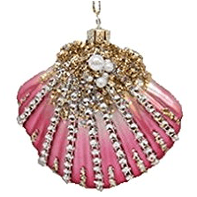 December-Diamonds-Blown-Glass-Embellished-Pink-Seashell-Shell-Christmas-Ornament Deck Your Halls with Seashell Christmas Ornaments