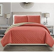 EverRouge-Simplicity-3pcs-Quilted-Set-Coral-Beige Coral Bedding Sets and Coral Comforters