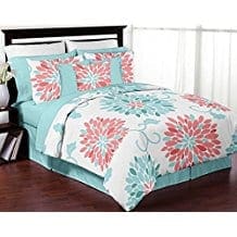 Turquoise-and-Coral-Emma-3-Piece-Childrens-Comforter-Set Coral Bedding Sets and Coral Comforters