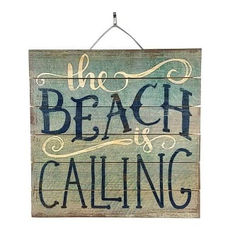 the-beach-is-calling-wood-sign Wooden Beach Signs & Coastal Wood Signs