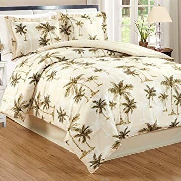4-Piece-King-Size-Fine-Printed-Tropical-Palm-Tree-Comforter-Set Palm Tree Bedding Sets & Comforters & Quilts