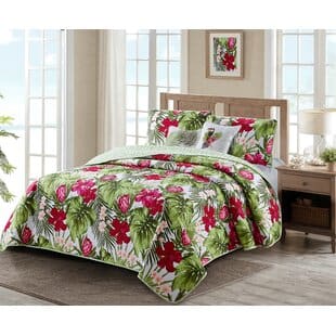 CordellPalmReversibleQuiltSet Palm Tree Bedding Sets & Comforters & Quilts