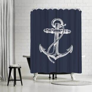 AdamsAleNavyAnchorSingleShowerCurtain Best Anchor Shower Curtains