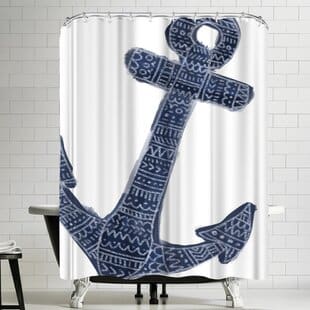 PrintablesBlueTribalAnchorSingleShowerCurtain Best Anchor Shower Curtains