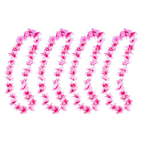 Hawaiian Ruffled Luau Silk Flower Leis Necklaces