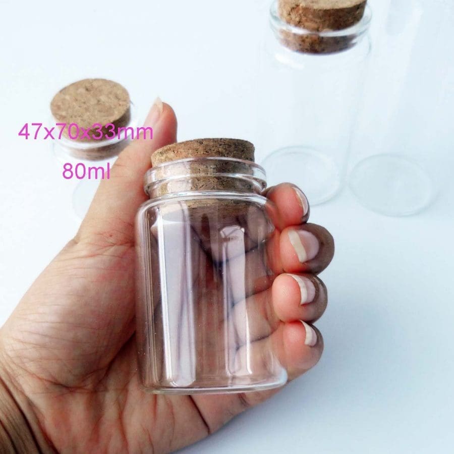 2pcs-Empty-Clear-Glass-Bottles-Vials-80ml Large & Small Glass Bottles With Cork Toppers