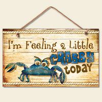 New-Funny-Feeling-Crabby-Sign-Wall-Plaque-Nautical-Decor-Coastal-Picture-Crab-0 Crab Decor & Crab Decorations