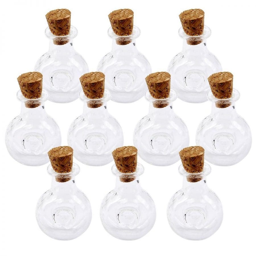 Cornucopia Round Glass Spherical Bottles, Potion Bottles with Corks  (2-Pack, 8-Ounce Capacity); Large Bottles for Costume Props, Decor & DIY  Crafts 