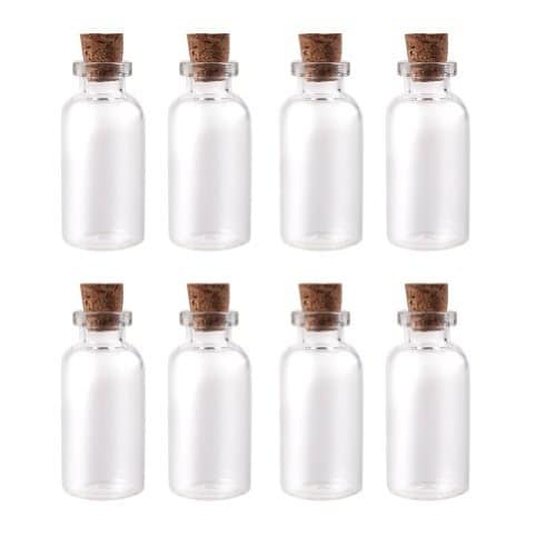 Small Glass Mini Bottles With Cork Top 15 40mm 24pk Charms Favors Weddings 0