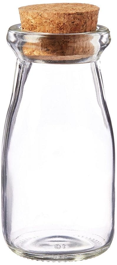 kate-aspen-vintage-milk-favor-jar-set Large & Small Glass Bottles With Cork Toppers