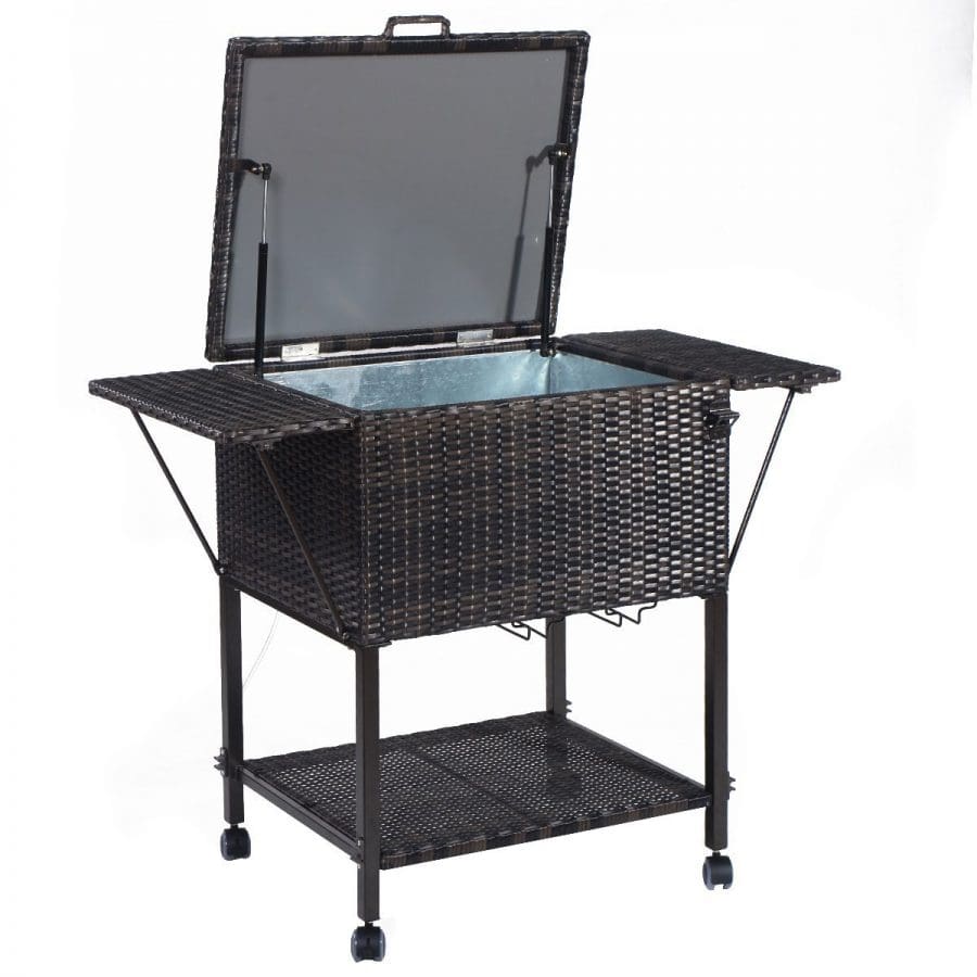 Giantex-Portable-Rattan-Cooler-Cart Outdoor Coolers and Ice Chests