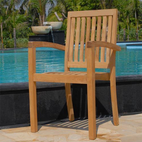 New 9pc Grade A Teak Outdoor Dining Set One Double Extension Table 8 Java Arm Chairs Umbrella 0 0