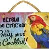 New Distressed Wood Tropical Decor Polly Want Cocktail Sign Beach Coastal Fun Plaque 0 100x100