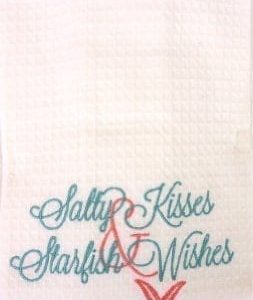 Salty-Kisses-Starfish-Wishes-Bar-or-Dishtowel-Tropical-Colors-Waffle-Weave-18-X-27-0-253x300 Beach Hand Towels & Nautical Hand Towels