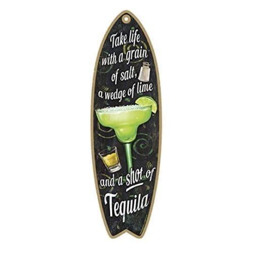 tequila wooden beach sign surfboard
