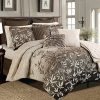 12 Piece Brown Beige Bamboo Leaves Tropical Oversize Comforter Set King Size Bedding Quilt Set 0 100x100