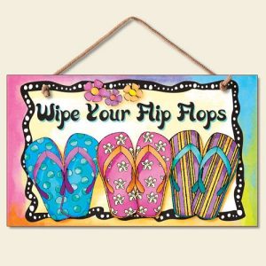 New-Bright-FUN-Wipe-Your-Flip-Flops-Sign-Coastal-Plaque-Tropical-Picture-0-300x300 Flip Flop Decorations