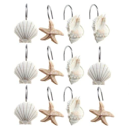 Resin Scallop Starfish Conch Shower Curtain Hooks