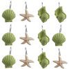 Green and Sand Seashell Shower Curtain Hooks