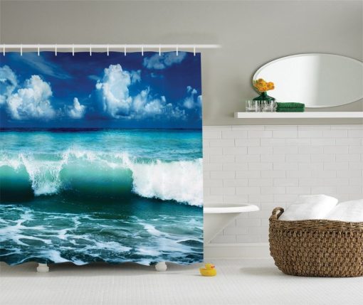 Crashing Waves Beach Themed Shower Curtain
