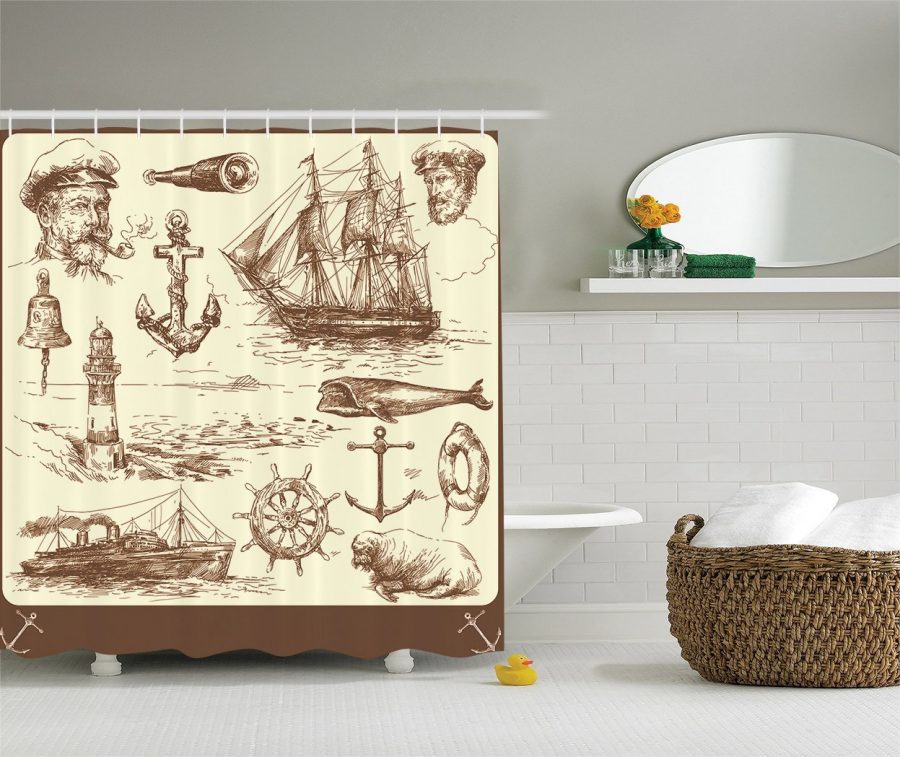 Perfect Nautical Themed Shower Curtain, Nautical Themed Bathroom Shower Curtains