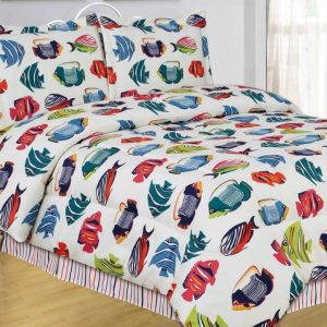Colorful Patterned Tropical Fish Comforter Set