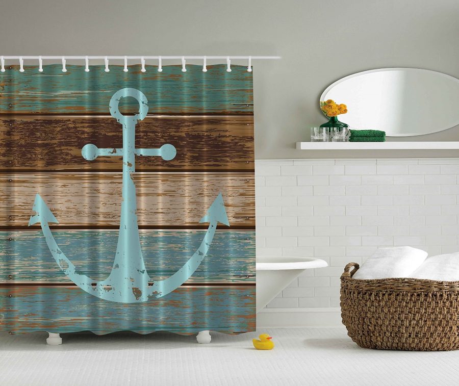 Ambesonne Nautical Rustic Anchor Shower, Anchor Shower Curtain