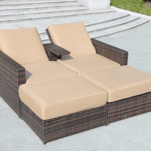 double wicker chaise lounge chairs