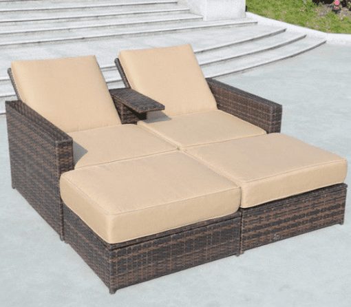 double wicker chaise lounge chairs