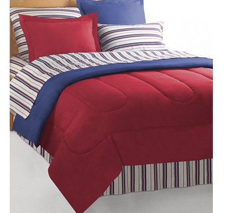 Red/Blue Reversible Nautical Bedding Set Bed in a Bag