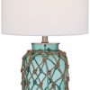 Crosby Blue Glass Bottle Rope Table Lamp