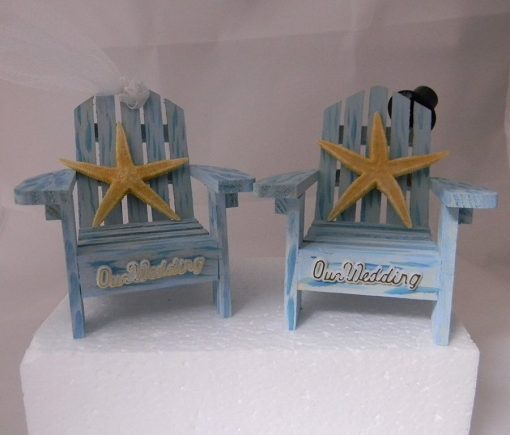 Blue Adirondack Chairs Wedding Cake Topper