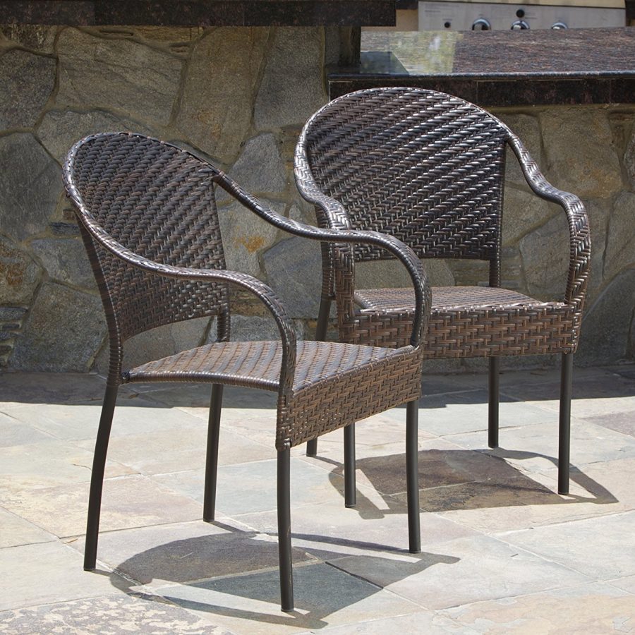 10 Set Of 2 Outdoor Stackable Wicker Chairs 