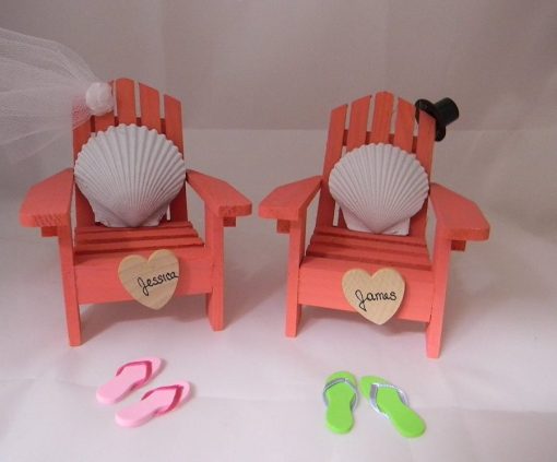 Adirondack Chair Seashells Beach Wedding Cake Topper