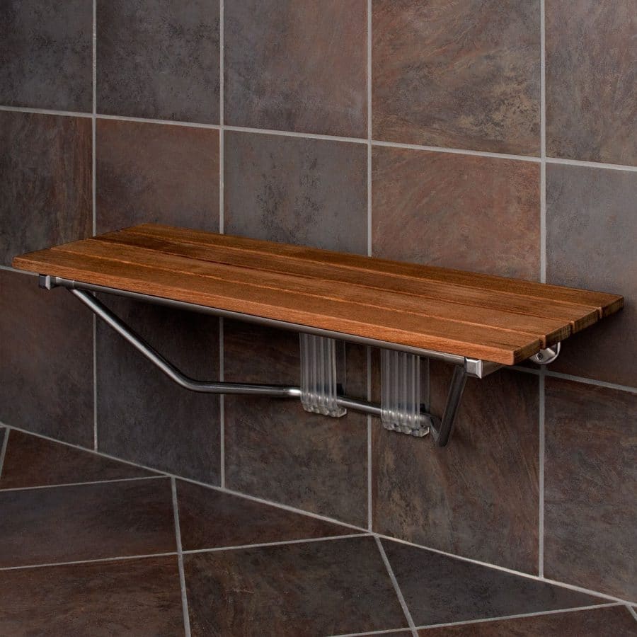 Modern Folding BuiltIn Teak Shower Bench