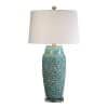 Textured Turquoise Embossed Coastal Table Lamp
