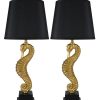 Urbanest Black Gold Seahorse Lamps (2)