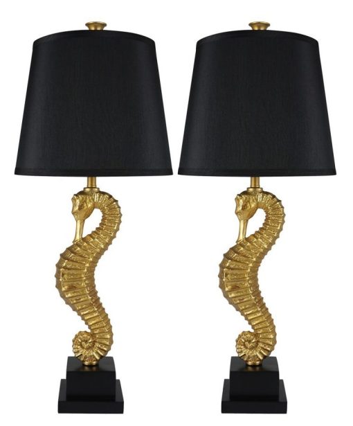 Urbanest Black Gold Seahorse Lamps (2)