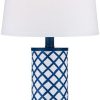 Gisele Blue Lattice Column Table Lamp