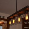 Triple Wood Light With Metal Cages