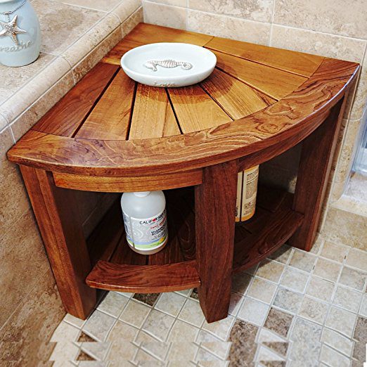 redmon genuine teak corner shower bench